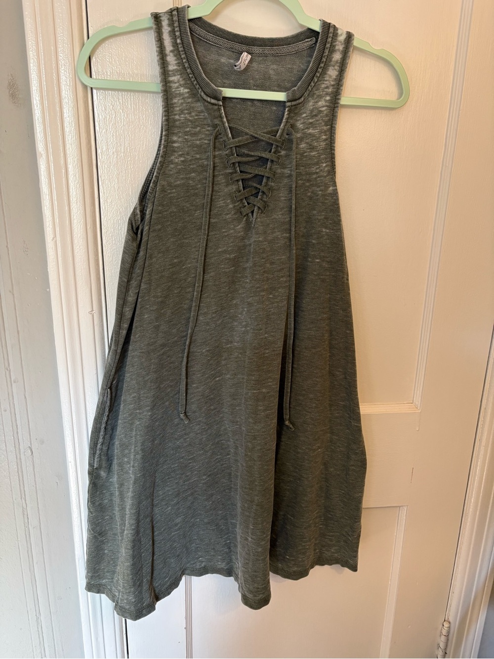Z Supply Olive Lace-Up Sleeveless Tank